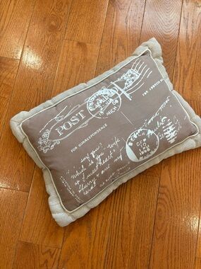 Vintage French Script Lumbar Accent Pillow Farmhouse Cottagecore Decor